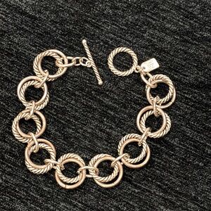 Ralph Loren Double Cable Linked Silver-Tone Toggle Clasp 7.5" Bracelet